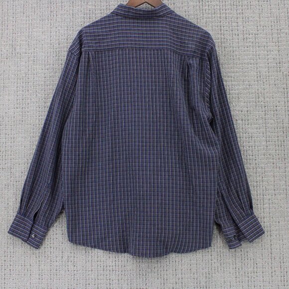 AXIS Shirt Mens Large L Navy Blue Plaid Button Down Pocket Front Collared Cotton - Picture 7 of 9